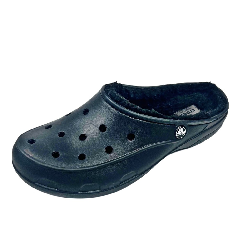 CROCS Womens Black Fleece-Lined Clog Sz 11